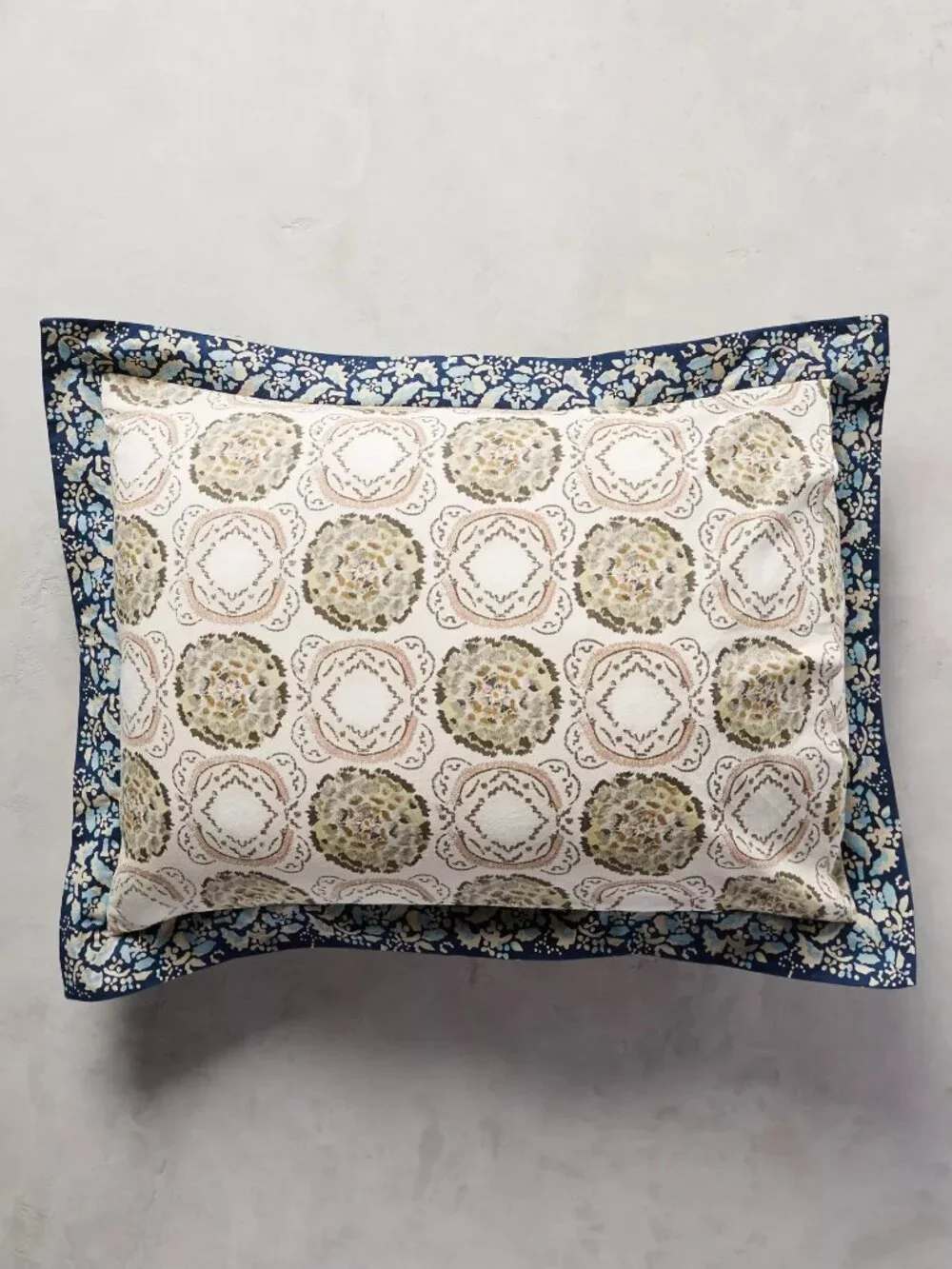 Set of 2 Anthropologie Meguro block print cotton standard shams